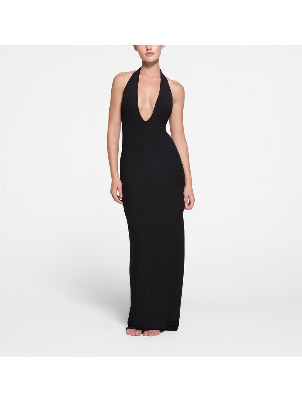 Skims Women's Black Soft Lounge Halterneck Maxi Dress Large